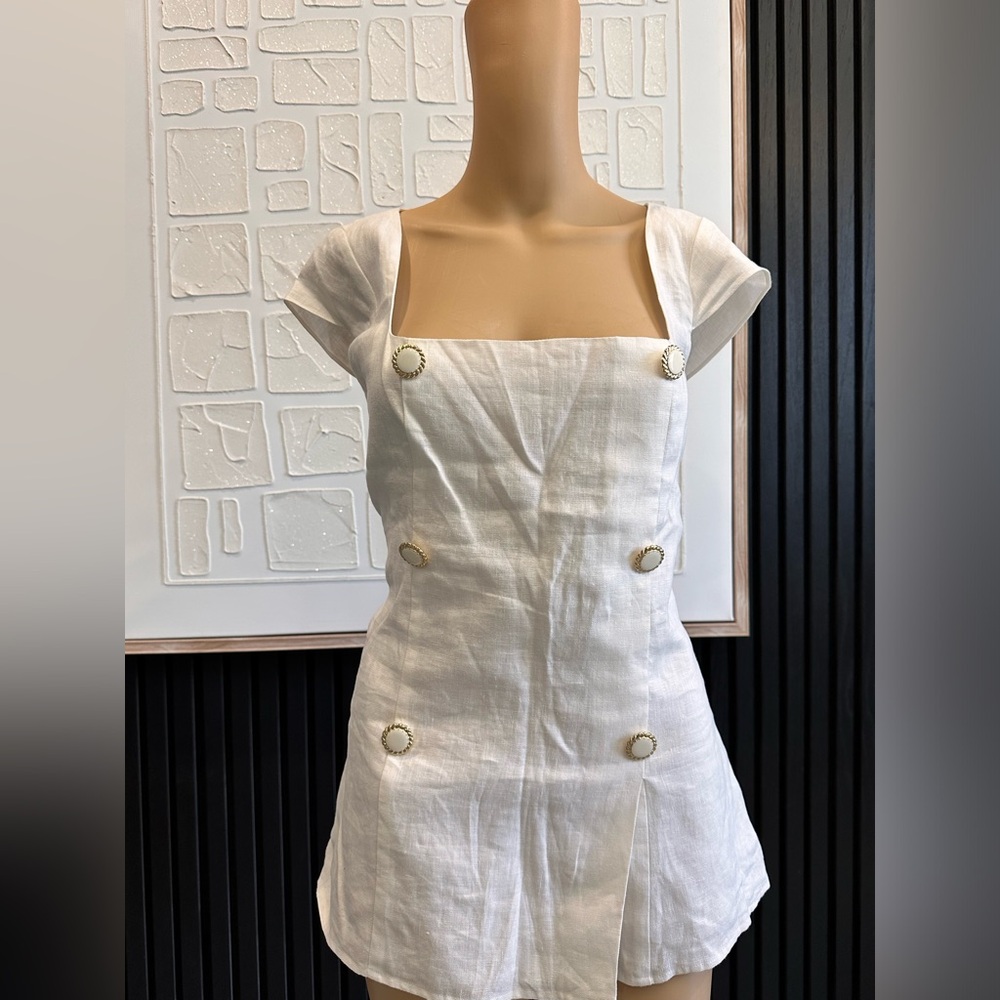 Reformation White Garment Label linen top